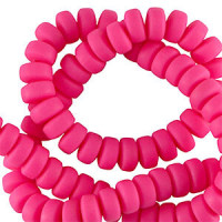 Polymeer kralen rondellen 7mm - Neon pink